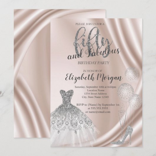 Invitation Chaussures à talons hauts argentées Robe Fête des (Devant / Derrière)