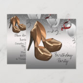 Invitation Chaussures à talons hauts argentés Anniversaire (Devant / Derrière)