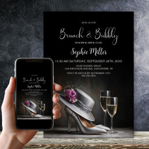 Invitation Chaussures à talons hauts argentés Brunch et bulle