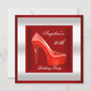 Invitation Chaussures à talons hauts argentés rouges pour fêt
