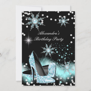Invitation Chaussures à talons hauts bleu cyan scintillant po