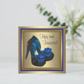Invitation Chaussures à talons hauts bleu royal doré pour fêt (Debout devant)