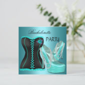 Invitation Chaussures à talons hauts bleu sarcelle pour enter (Debout devant)