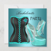Invitation Chaussures à talons hauts bleu sarcelle pour enter (Devant)