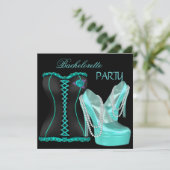Invitation Chaussures à talons hauts bleu sarcelle pour enter (Debout devant)