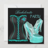 Invitation Chaussures à talons hauts bleu sarcelle pour enter (Devant)