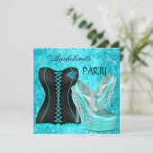 Invitation Chaussures à talons hauts bleu sarcelle pour enter (Debout devant)