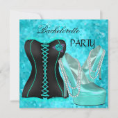 Invitation Chaussures à talons hauts bleu sarcelle pour enter (Devant)