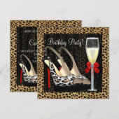 Invitation Chaussures à talons hauts champagne imprimé léopar (Devant / Derrière)