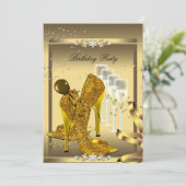 Invitation Chaussures à talons hauts Champagne Or Fête d'anni (Debout devant)