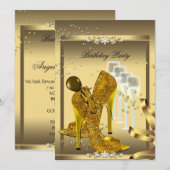 Invitation Chaussures à talons hauts Champagne Or Fête d'anni (Devant / Derrière)