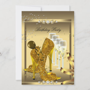 Invitation Chaussures à talons hauts Champagne Or Fête d'anni