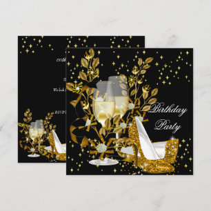 Invitation Chaussures à talons hauts Champagne Paillettes Or 