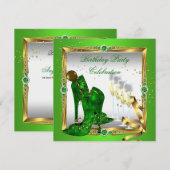 Invitation Chaussures à Talons Hauts Champagne Vert Or Argent (Devant / Derrière)