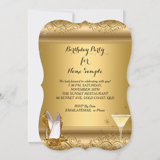 Invitation Chaussures à talons hauts Cocktail Fête d'annivers (Dos)