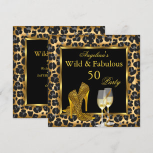 Invitation Chaussures à talons hauts dorées léopard sauvages 