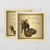 Invitation Chaussures à talons hauts dorés pour femme Anniver (Devant / Derrière)