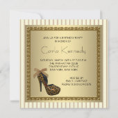 Invitation Chaussures à talons hauts dorés pour femme Anniver (Dos)
