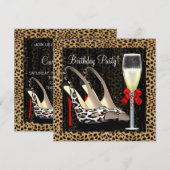 Invitation Chaussures à talons hauts en champagne imprimé léo (Devant / Derrière)