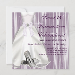 Invitation Chaussures à talons hauts en mauve Quinceanera