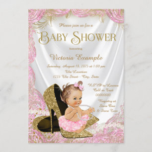 Invitation Chaussures à talons hauts en or rose Baby Shower