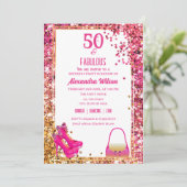 Invitation Chaussures à talons hauts étincelantes roses pour  (Debout devant)