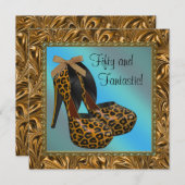Invitation Chaussures à Talons Hauts Femme Léopard Or 50e Ann (Devant / Derrière)
