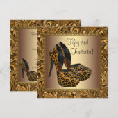 Invitation Chaussures à talons hauts Femme Léopard Or 50e Ann (Devant / Derrière)