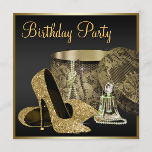 Invitation Chaussures à talons hauts Femme Noir et Or Anniver