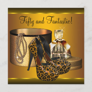 Invitation Chaussures à talons hauts Femme Or Léopard 50e Ann