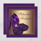 Invitation Chaussures à talons hauts femme violet Fête d'anni (Devant / Derrière)