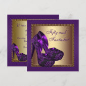 Invitation Chaussures à Talons Hauts Femme Violet Fête des 50 (Devant / Derrière)