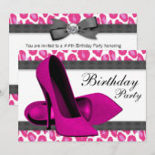 Invitation Chaussures à talons hauts & fête d'anniversaire lé (Devant / Derrière)