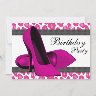 Invitation Chaussures à talons hauts & fête d'anniversaire lé