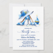 Invitation Chaussures à talons hauts florales bleues Fête d'a (Devant)