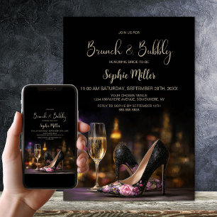 Invitation Chaussures à talons hauts florales roses Brunch et