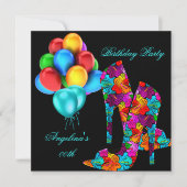 Invitation Chaussures à talons hauts FUN Ballons pour fête d' (Devant)
