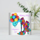 Invitation Chaussures à talons hauts FUN Ballons pour fête d' (Debout devant)