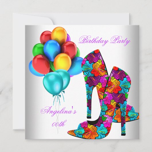 Invitation Chaussures à talons hauts FUN Ballons pour fête d' (Devant)