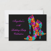 Invitation Chaussures à talons hauts FUN pour fête d'annivers (Devant)