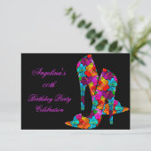 Invitation Chaussures à talons hauts FUN pour fête d'annivers (Debout devant)