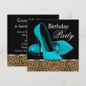 Invitation Chaussures à talons hauts léopard bleu sarcelle po (Devant / Derrière)