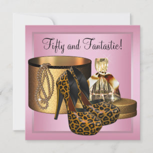 Invitation Chaussures à talons hauts Leopard Gold Womans 50e 
