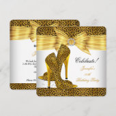 Invitation Chaussures à talons hauts léopard or blanc fête d' (Devant / Derrière)
