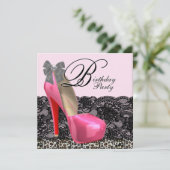 Invitation Chaussures à talons hauts Léopard Rose Fête d'anni (Debout devant)