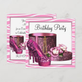 Invitation Chaussures à talons hauts léopard rose Fête d'anni (Devant / Derrière)