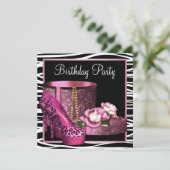 Invitation Chaussures à talons hauts léopard rose pour fête d (Debout devant)