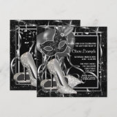 Invitation Chaussures à talons hauts noir et blanc pour fête  (Devant / Derrière)