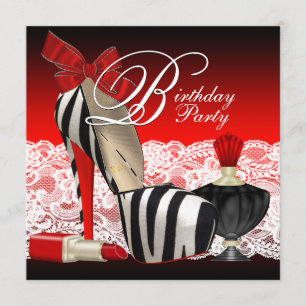 Invitation Chaussures à talons hauts noir rouge zèbre soirée