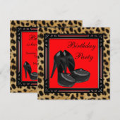 Invitation Chaussures à talons hauts noires à léopard rouge p (Devant / Derrière)